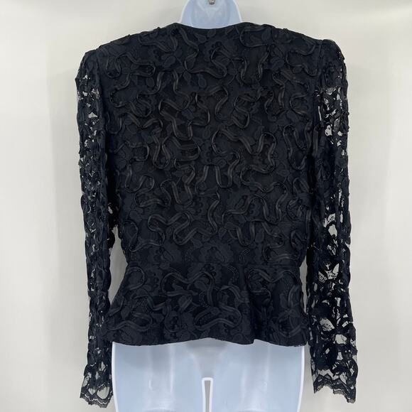 Vintage 80s Patra Soutache Lace Womens Blazer 11/12 Bow Holiday Glam Whimsigoth - Picture 5 of 13